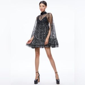 Alice+Olivia ZENON SEQUIN CAPE MINI
DRESS